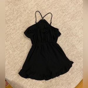 Black spaghetti strap short romper